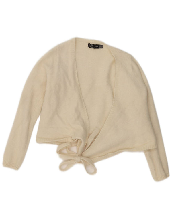 Zara Womens Crop Wrap Cardigan Sweater UK 14 Grande laine beige