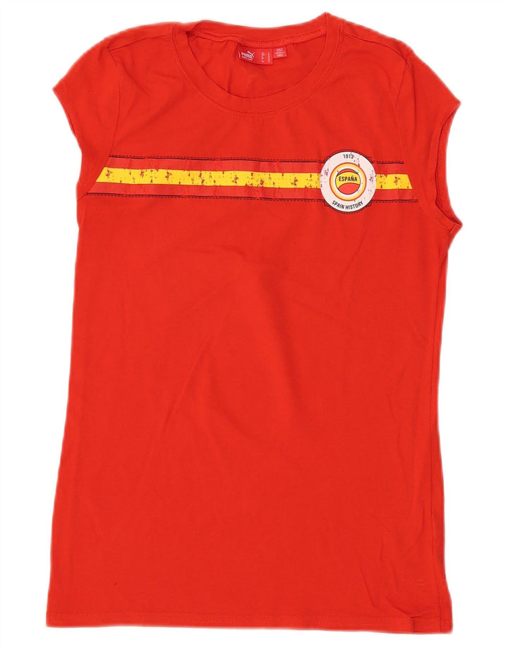 PUMA T-shirt graphique Espana pour femme UK 12 Rouge moyen Coton