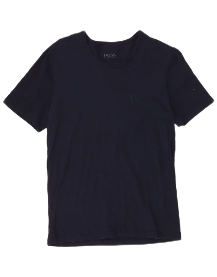 Hugo Boss Homme T-Shirt Top Petit Bleu Marine Coton