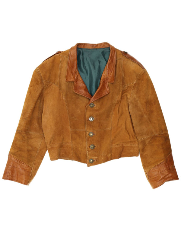 vintage Mens Suede Bomber Jacket UK 38 Brun Moyen