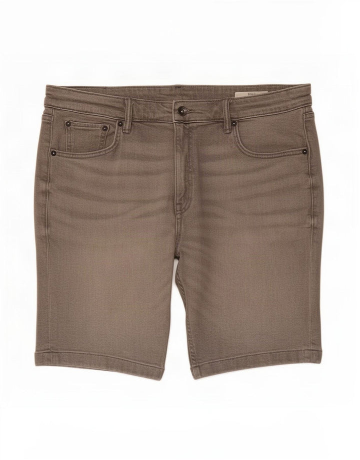 Marks & Spencer Short en jean pour homme W36 Large Gris Coton