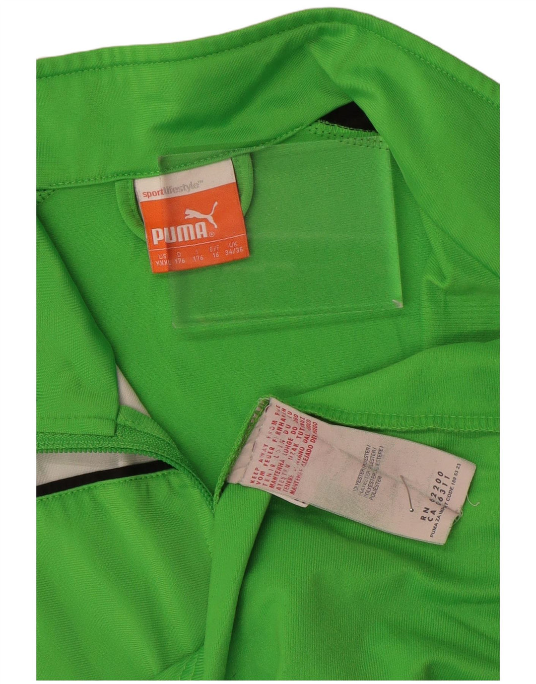 PUMA Veste de Survêtement Garçon 15-16 ans Vert Colorblock Polyester