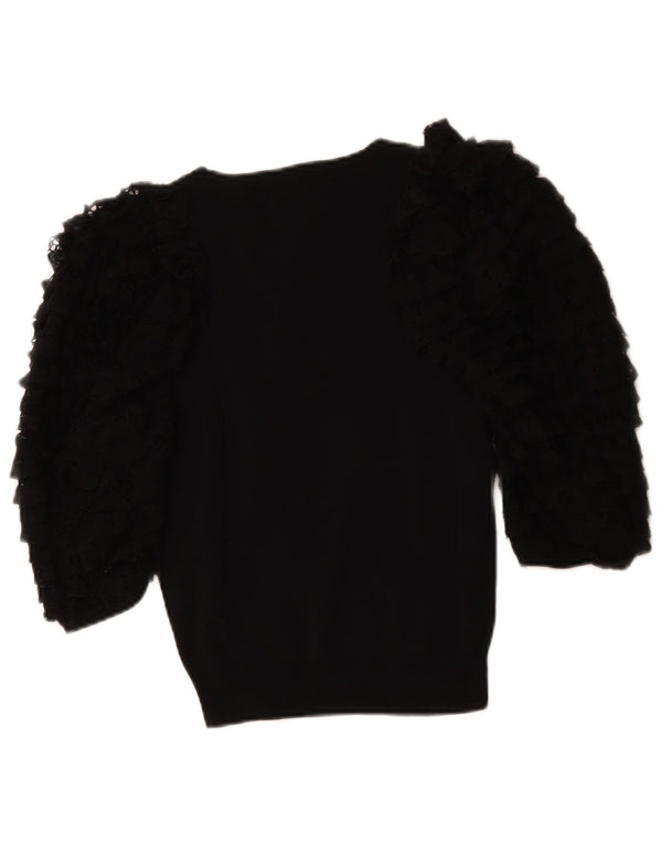 Zara Chemisier à manches 3/4 pour femme UK 12 en coton noir moyen