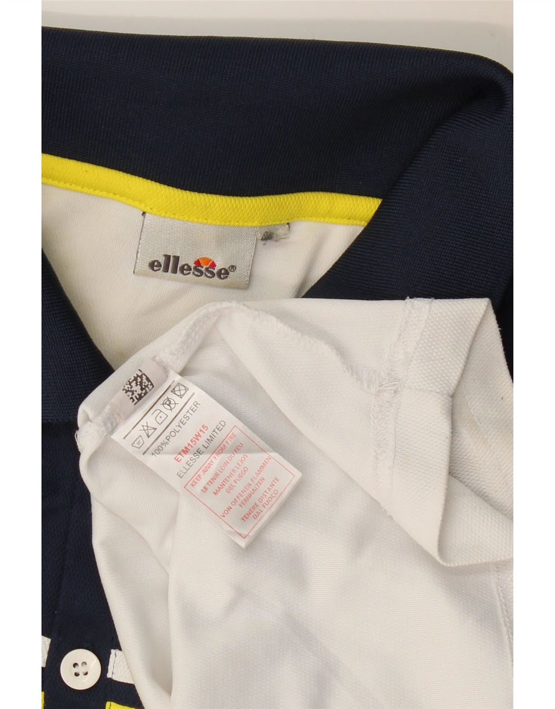 ELLESSE Polo Homme Large Blanc Colorblock Polyester