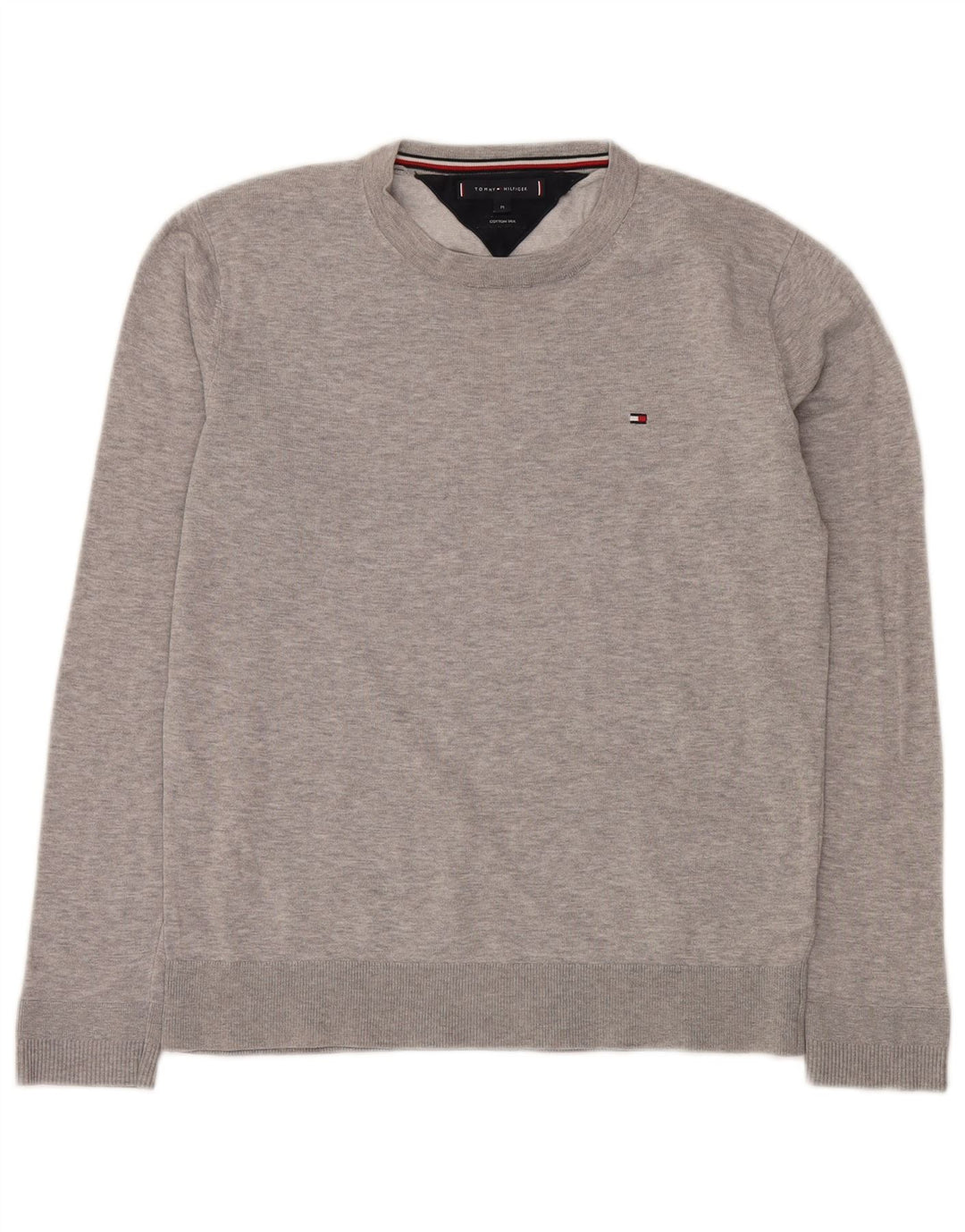 Tommy Hilfiger Pull Ras du Cou Homme Gris Moyen Coton