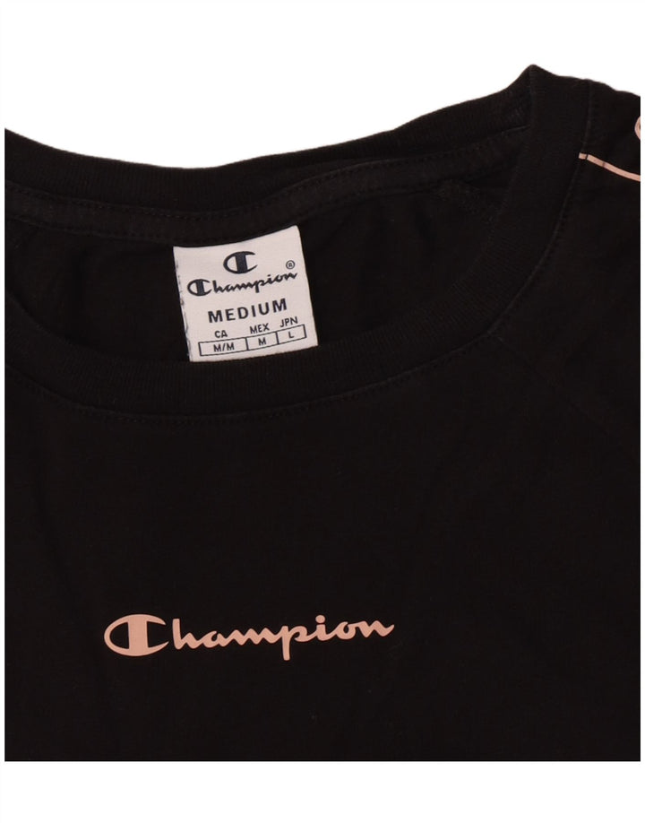 Champion Haut graphique à manches longues pour femme UK 12 Medium Noir