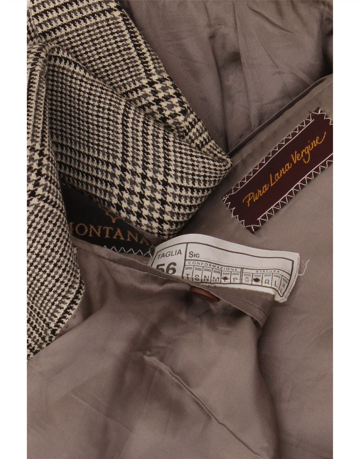 MONTANA Veste Blazer 2 Boutons Homme IT 56 3XL Gris Pied-de-Poule Laine Vierge