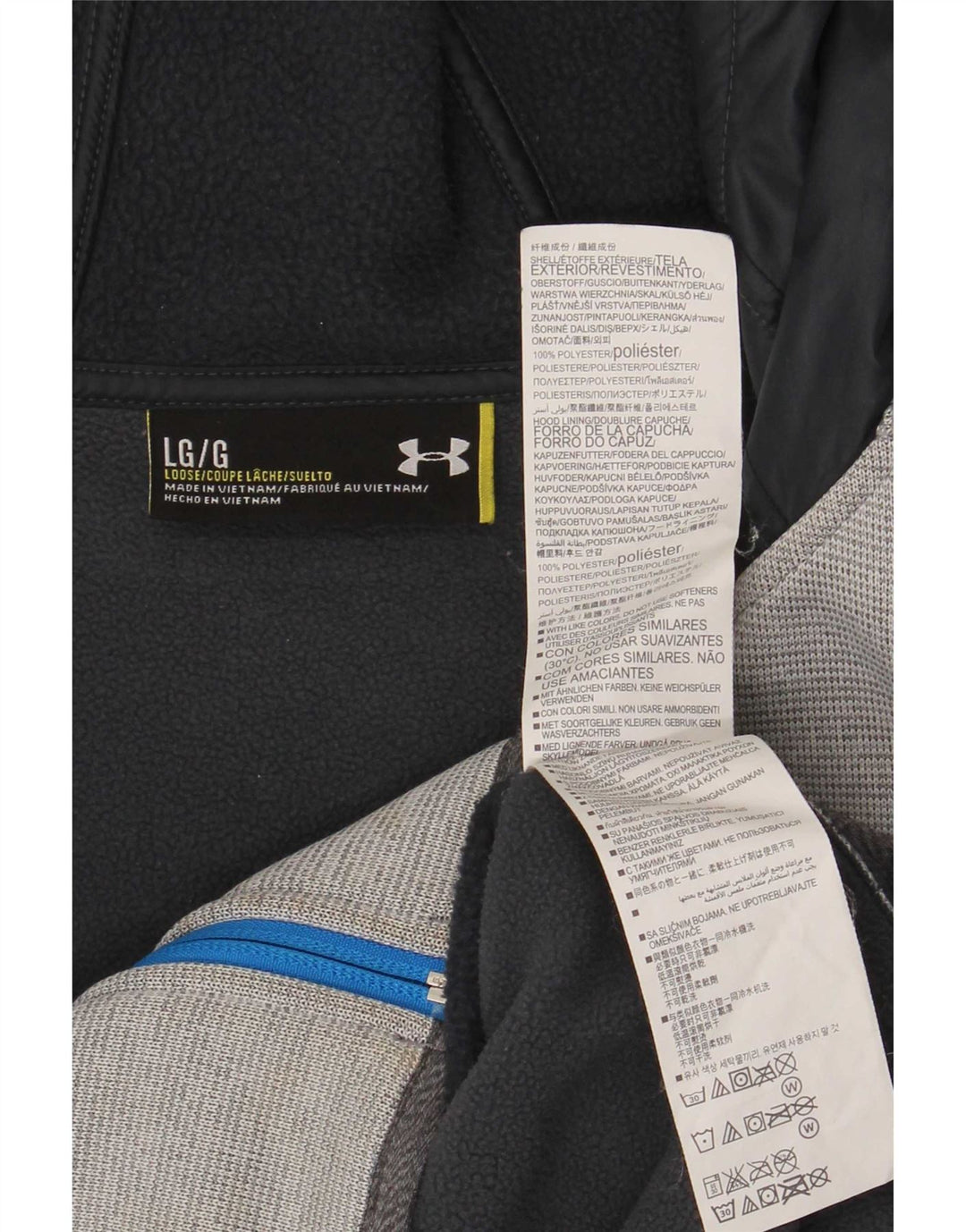 Under Armour Pull à capuche zippé pour homme Large Gris Colorblock Polyester