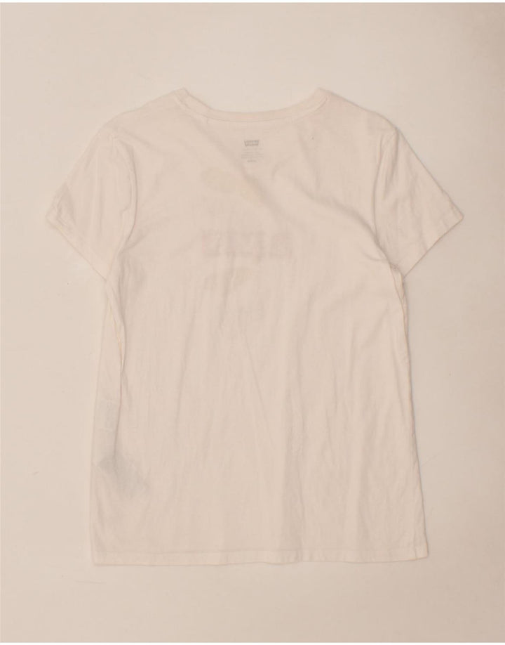 LEVI'S Womens Graphic T-Shirt Top UK 12 Medium White Cotton Vintage Levi's and Second-Hand Levi's from Messina Hembry 