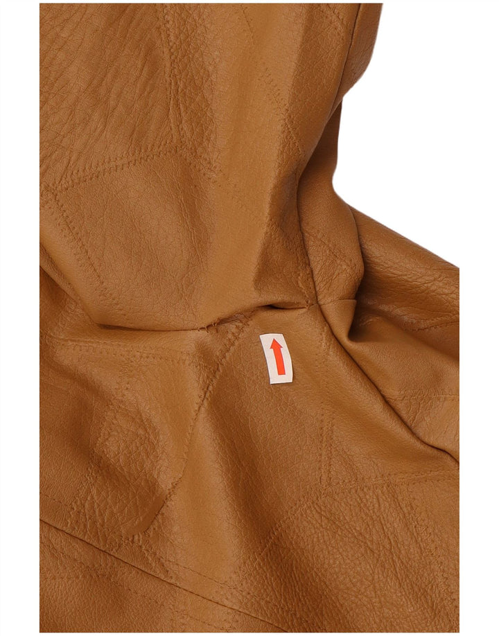 veste vintage femme faux cuir UK 14 Grand Beige Patchwork Polyvinyle