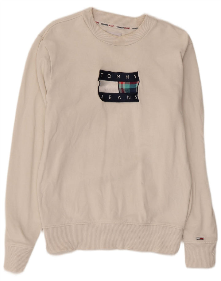 TOMMY HILFIGER Sweat-shirt graphique pour femme UK 6 XS Coton blanc