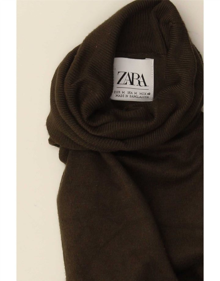 Zara Pull col roulé pour femme UK 14 Viscose vert moyen