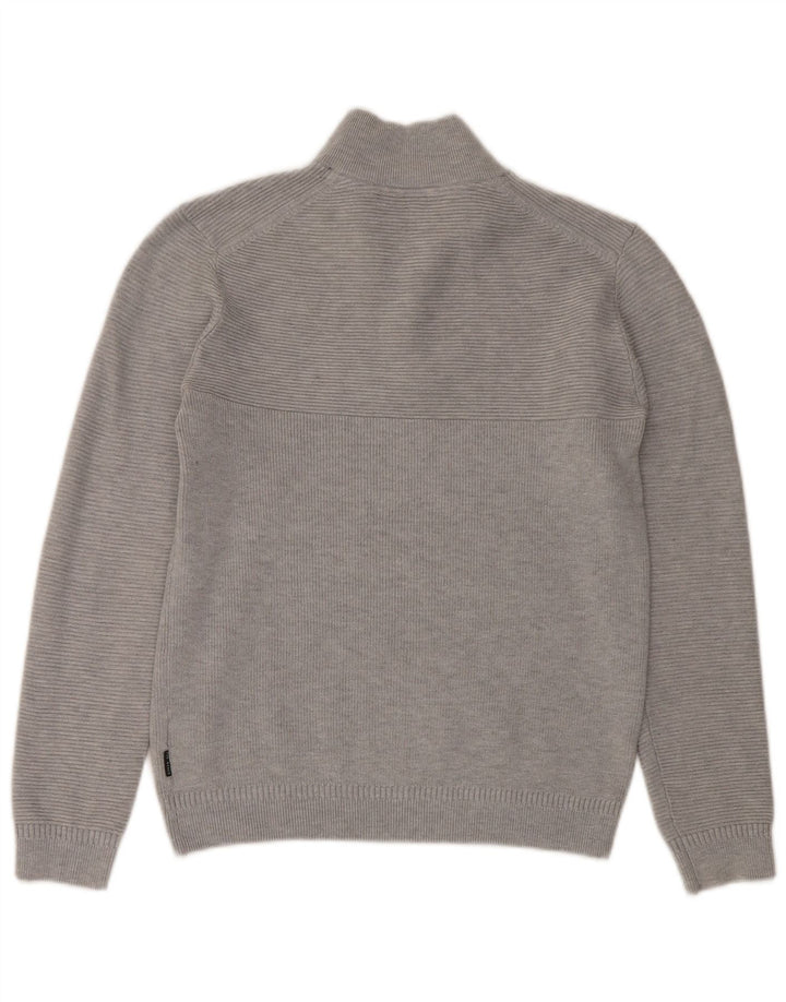 Ted Baker Pull à col zippé pour homme Taille 3 Gris moyen Polyester