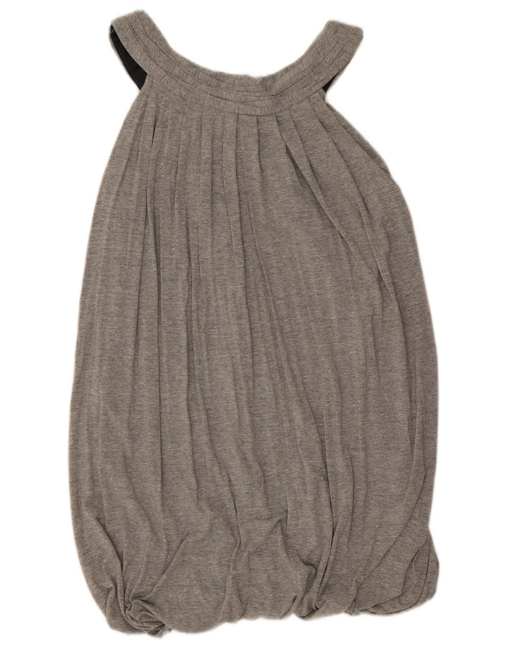 Zara Femme Robe Bulle Sans Manches UK 42 Gris Moyen Viscose