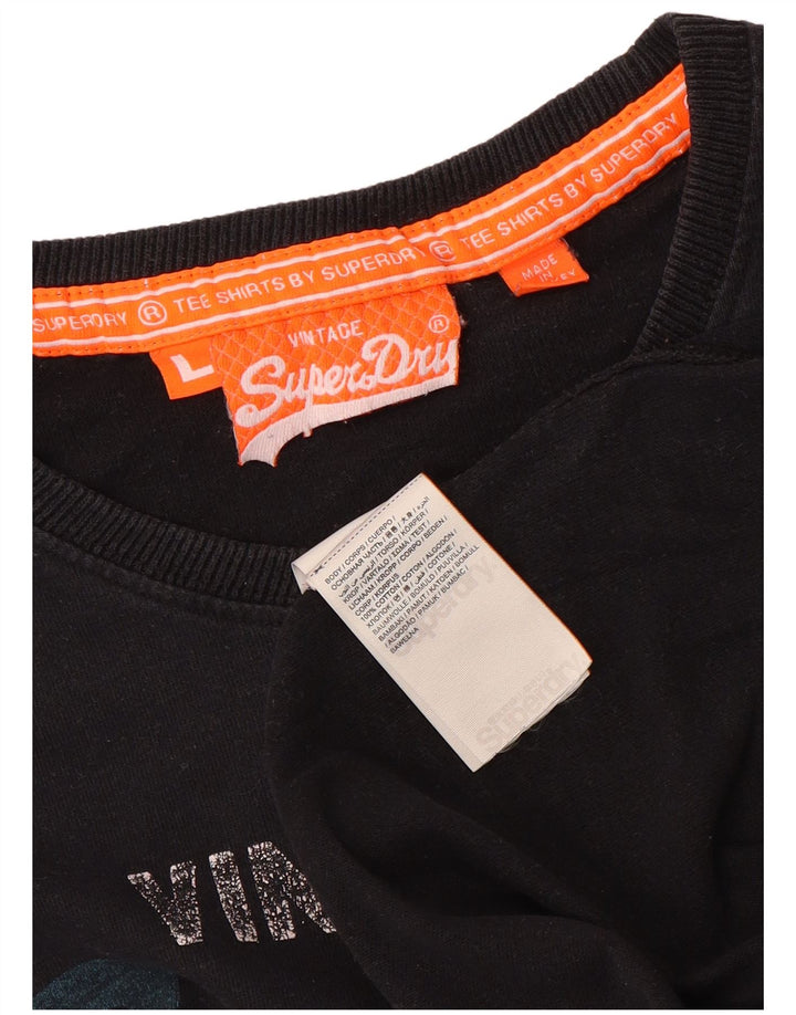 Superdry T-Shirt Graphique Homme Grand Noir Coton