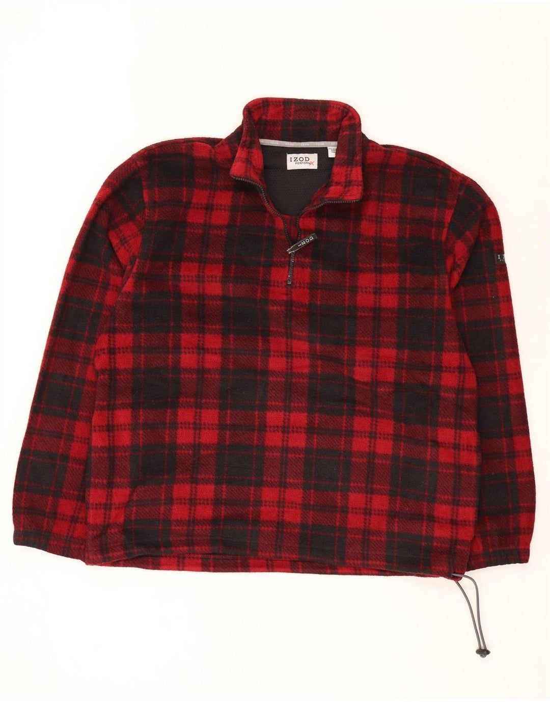 Izod Pull polaire à col zippé pour homme en polyester à carreaux rouges