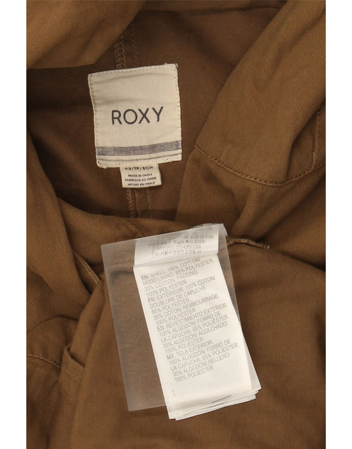 Roxy Veste bomber surdimensionnée à capuche pour femme UK 6 XS Marron Coton