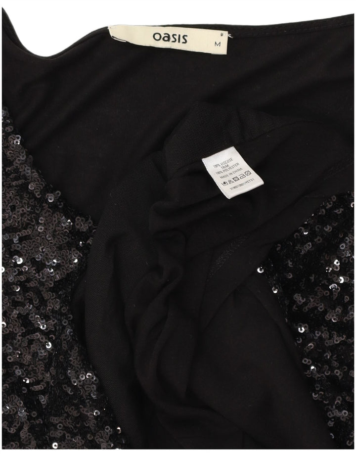 Oasis Chemisier à sequins pour femme UK 42 Medium Noir Viscose