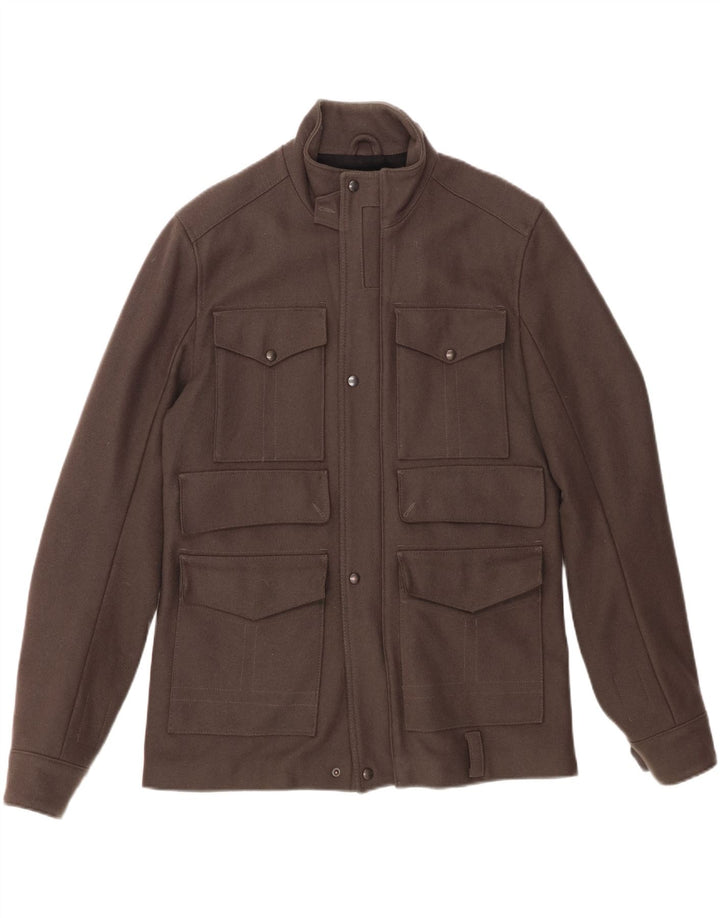 REISS Veste coupe-vent pour hommes UK 40 Large laine vierge grise