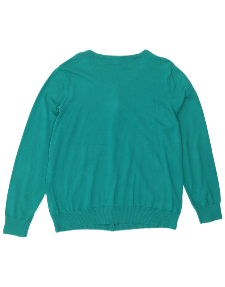 L.L.BEAN Pull Cardigan Femme UK 18 XL Coton Turquoise