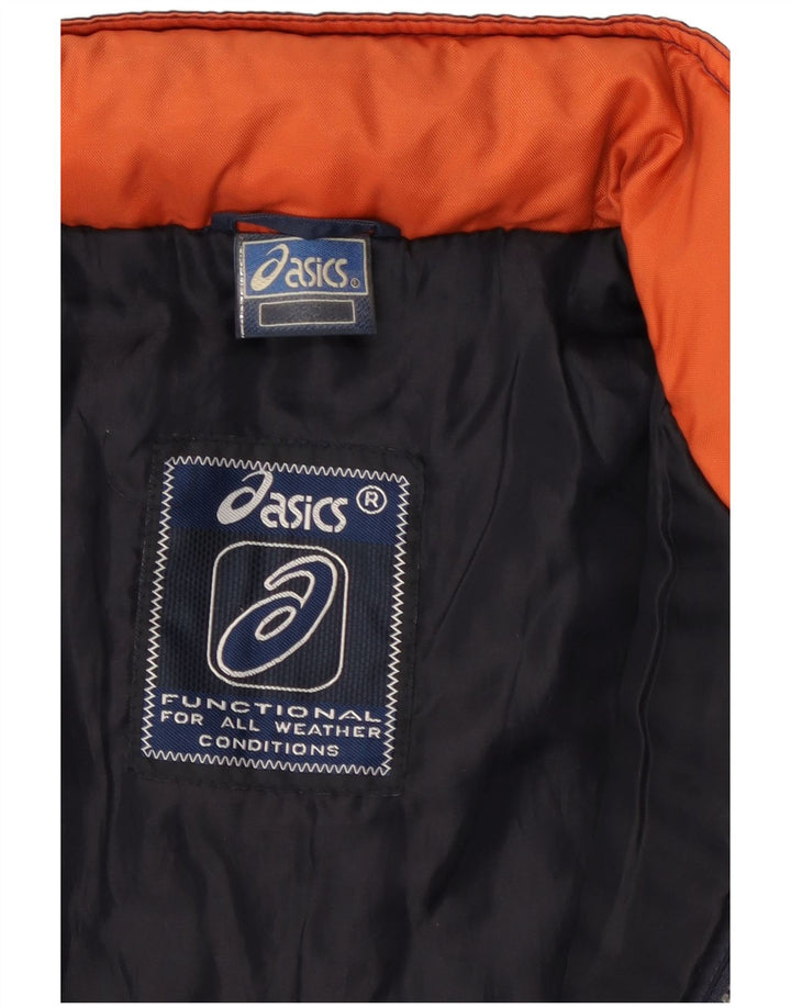 Asics Veste coupe-vent graphique pour homme UK 38 Bleu marine moyen Colourblock