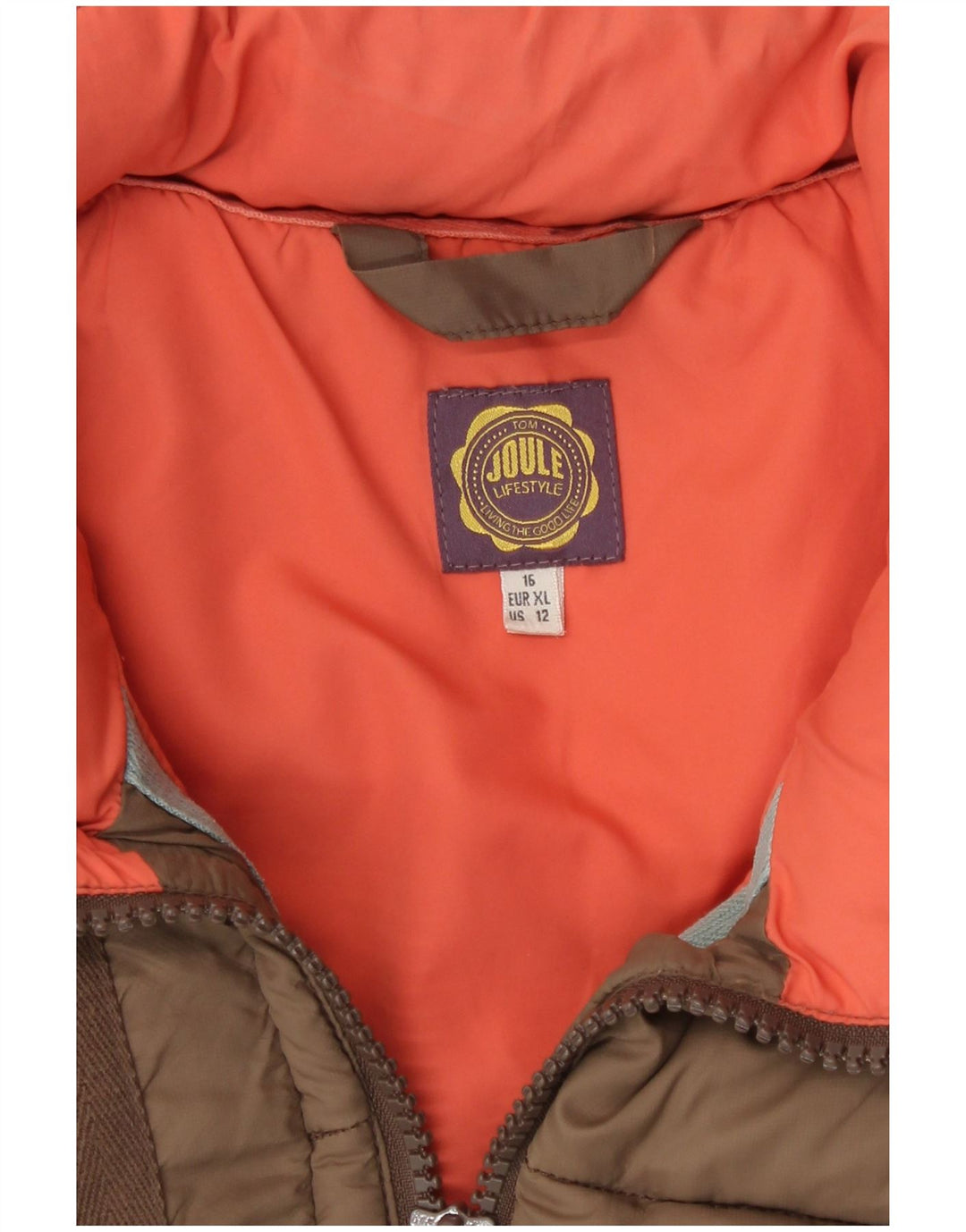 Joules Gilet rembourré pour femme UK 16 Large Marron Polyester