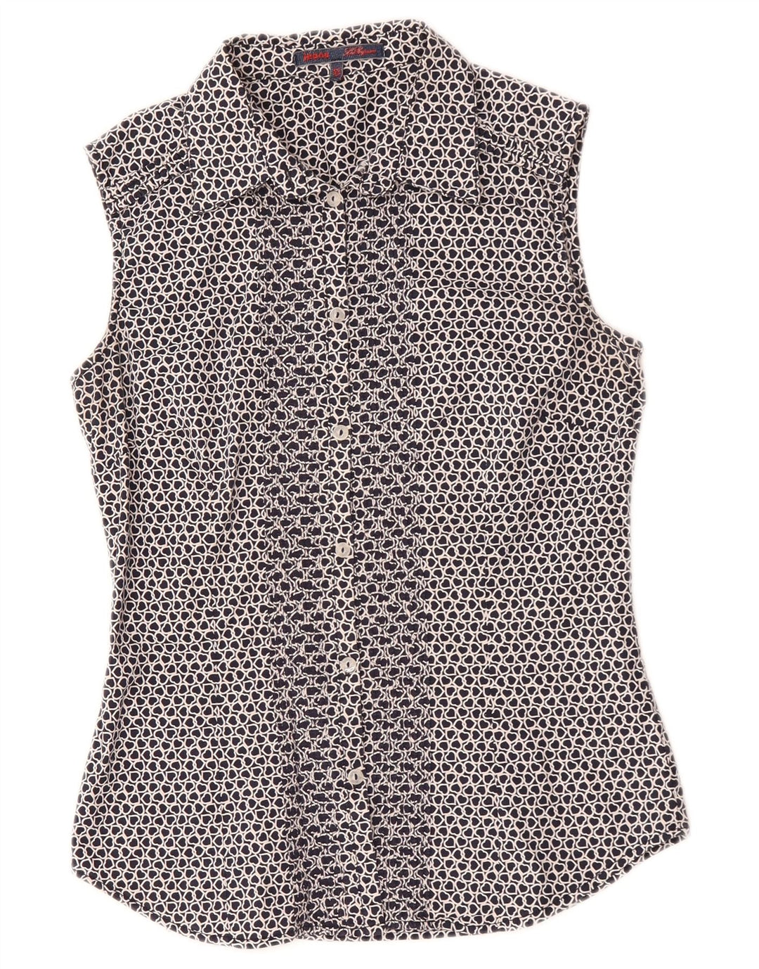 Les Copains Femme Chemisier Chemise Sans Manches IT 42 Coeur Bleu Marine Moyen