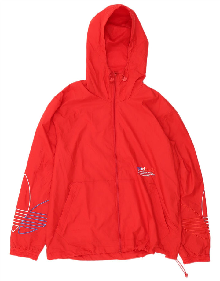 ADIDAS Veste de pluie à capuche graphique pour homme UK 36 Small Rouge Polyester