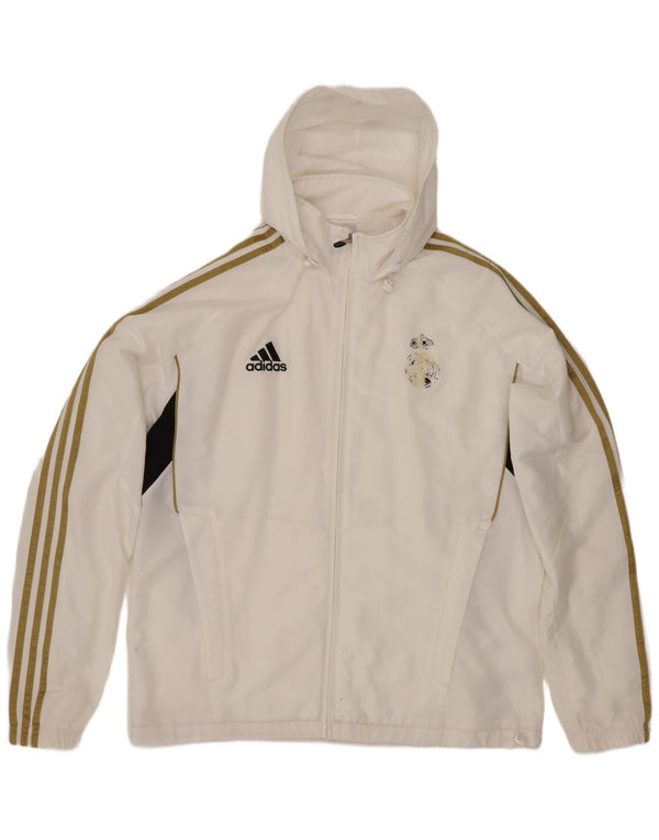 Adidas Veste de survêtement à capuche Real Madrid pour homme UK 40/42 Blanc moyen