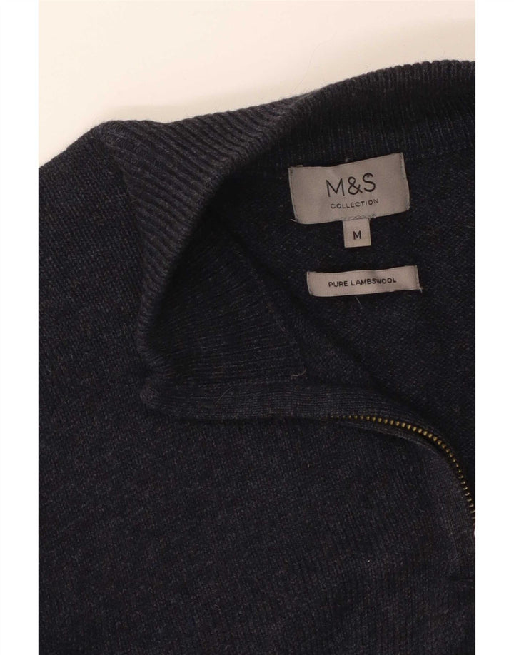 Marks & Spencer Pull col zippé pour homme Bleu marine moucheté