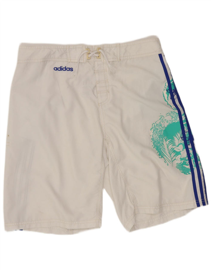 Adidas Short de bain graphique pour homme en polyester floral blanc moyen