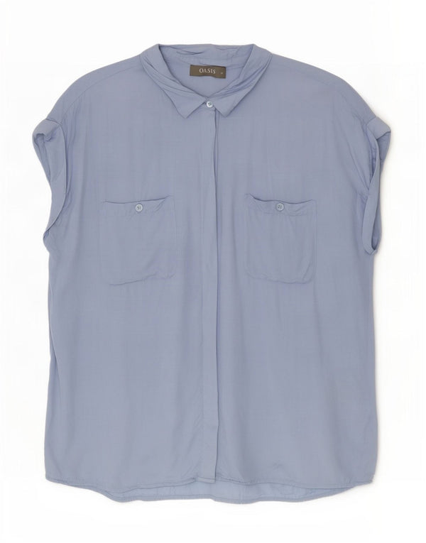 Oasis Chemisier sans manches pour femme UK 44 Large Bleu Viscose