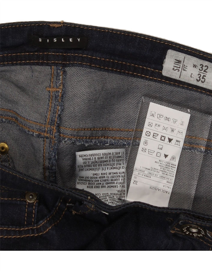 SISLEY Womens Slim Jeans W32 L35 Navy Blue Cotton Vintage Sisley and Second-Hand Sisley from Messina Hembry 