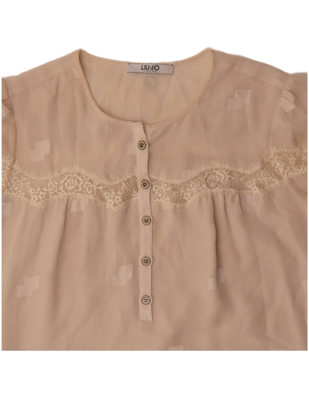 LIU JO Chemisier à manches 3/4 pour femme UK 16 Large Beige Géométrique