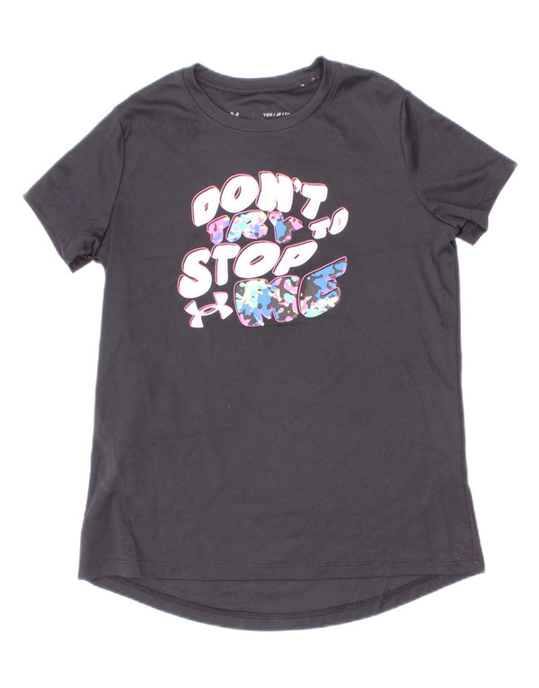 Under Armour Boys Graphic T-Shirt Top 7-8 ans Petit Gris Polyester