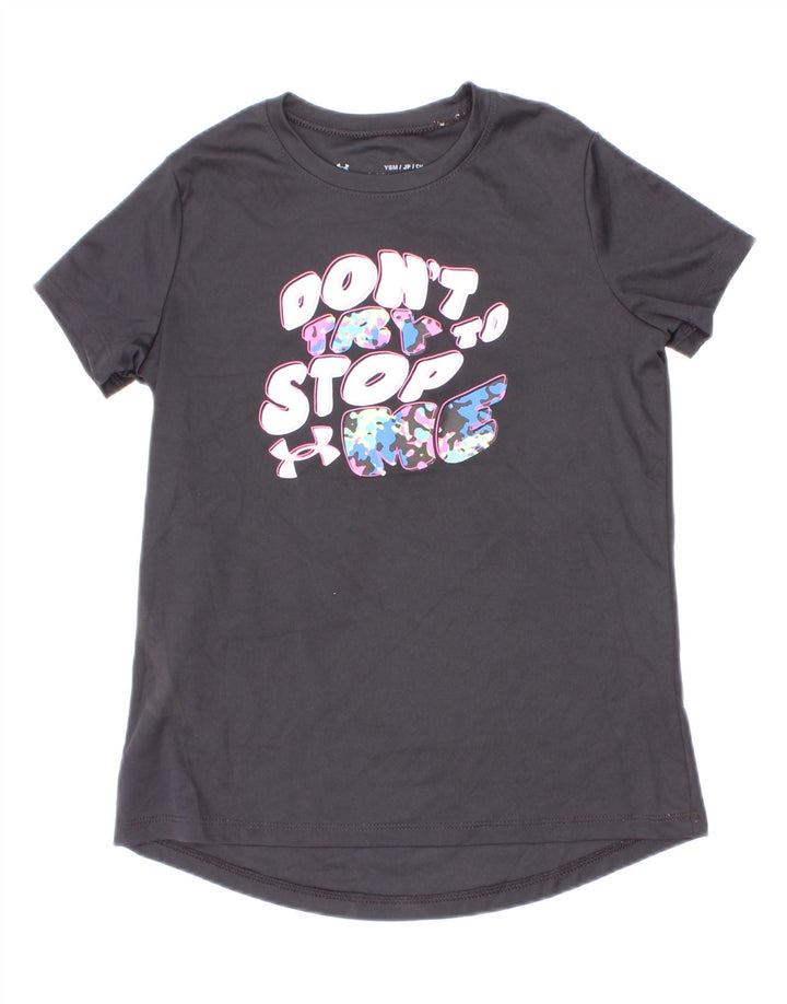 Under Armour Boys Graphic T-Shirt Top 7-8 ans Petit Gris Polyester