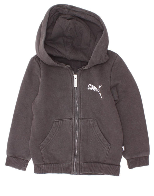 Puma Pull à capuche zippé graphique pour garçon 3-4 ans Noir Coton