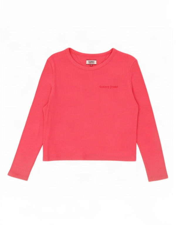 Tommy Hilfiger Haut court à manches longues pour femme UK 6 XS Rose Coton