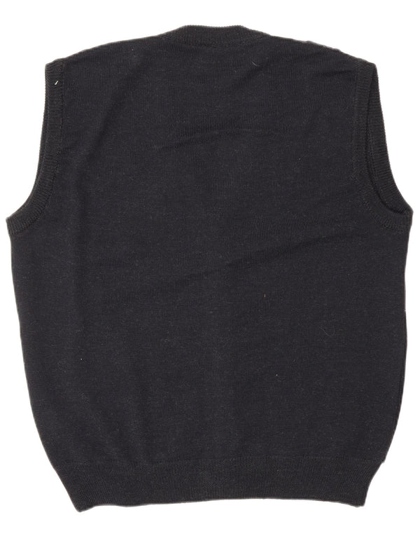 VINTAGE Pull cardigan sans manches pour homme IT 52 Grand Gris Argyle/Diamant