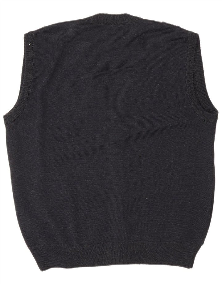 VINTAGE Pull cardigan sans manches pour homme IT 52 Grand Gris Argyle/Diamant