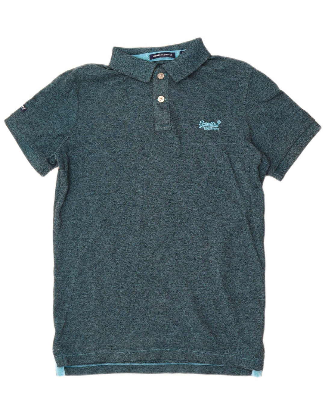 Superdry Polo Homme Vert Moyen Moucheté Polyester