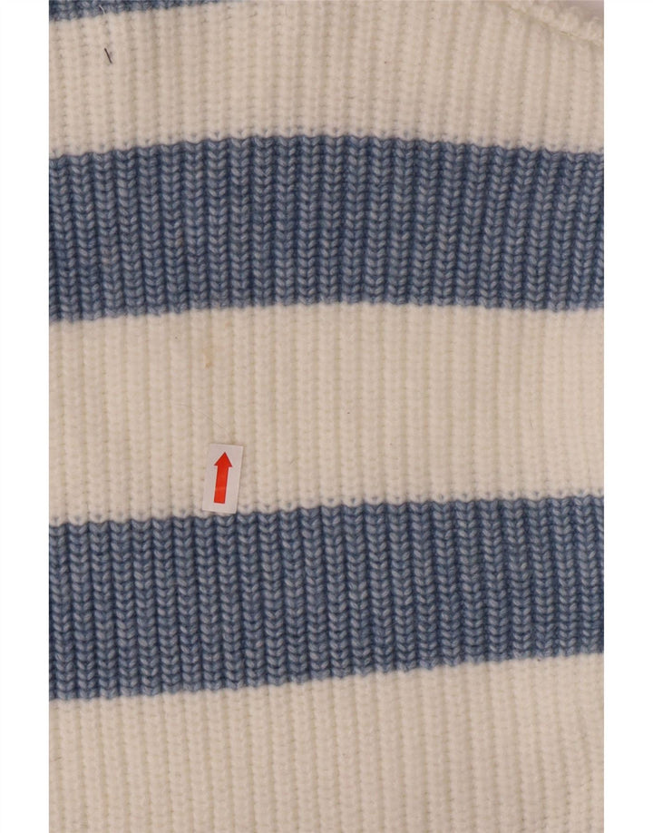 MARKS & SPENCER Womens Turtle Neck Jumper Sweater UK 10 Small Blue Striped Vintage Marks & Spencer and Second-Hand Marks & Spencer from Messina Hembry 