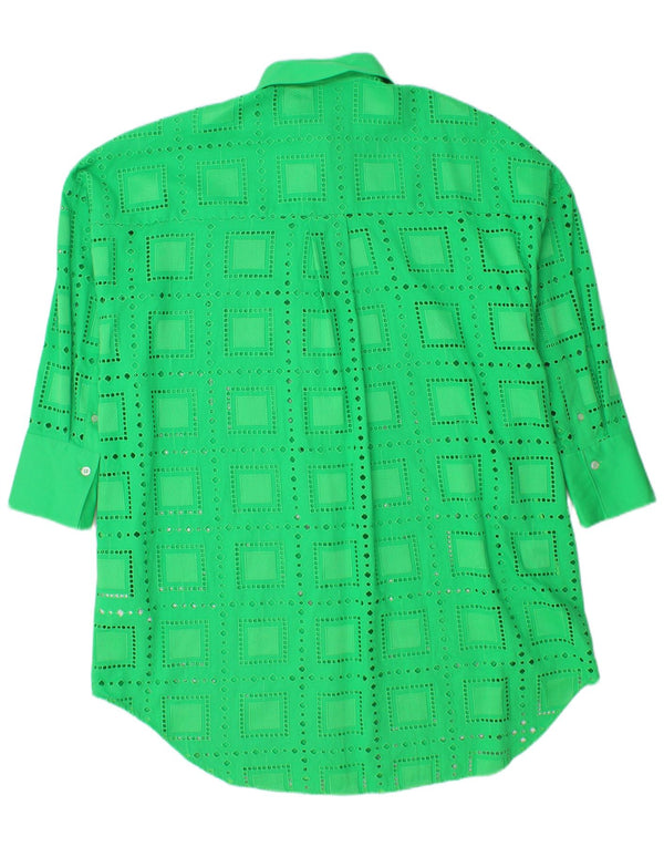 MSGM Robe chemise surdimensionnée pour femme IT 40 en coton géométrique vert moyen