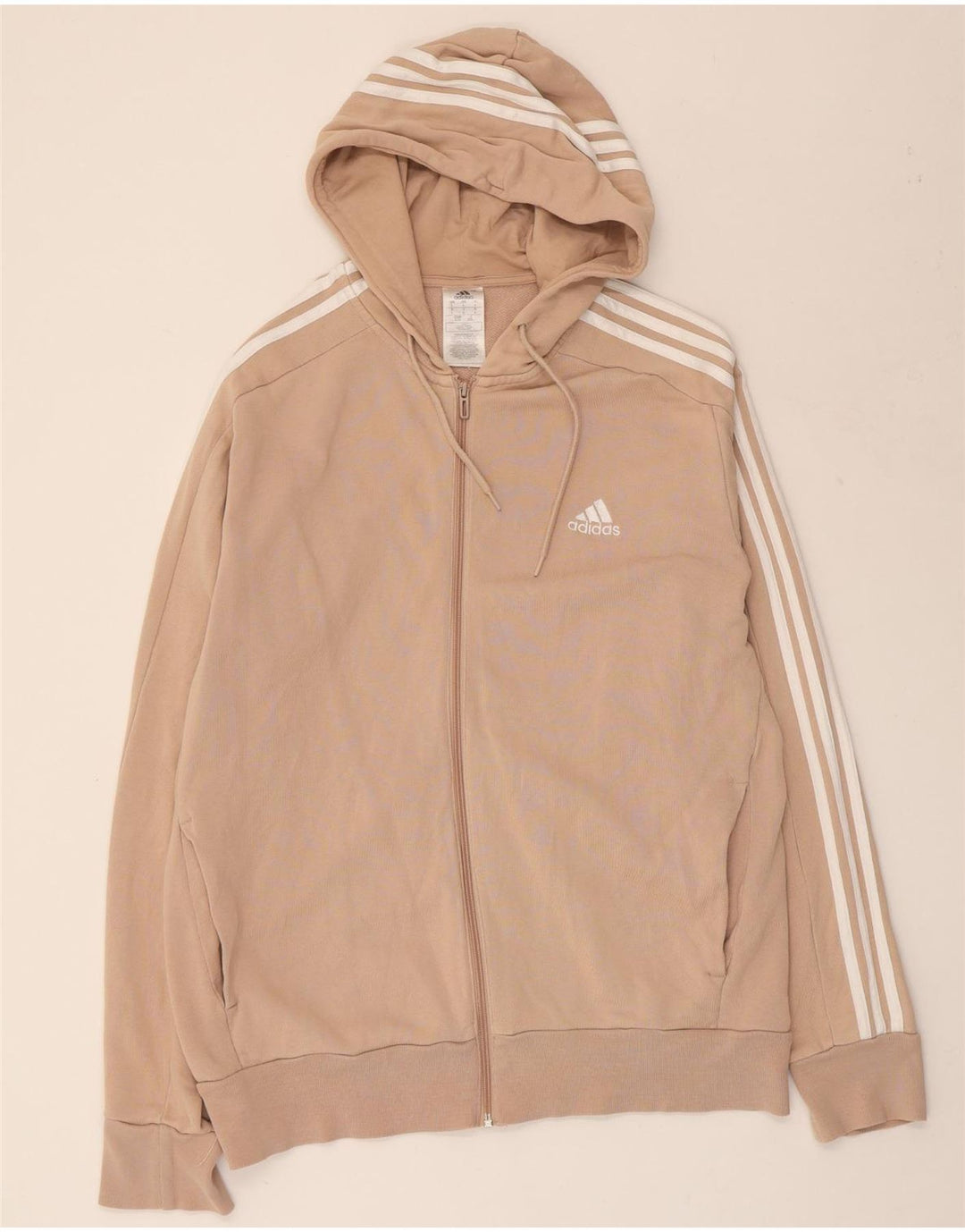 ADIDAS Pull à capuche zippé pour femme UK 16 Grand coton beige