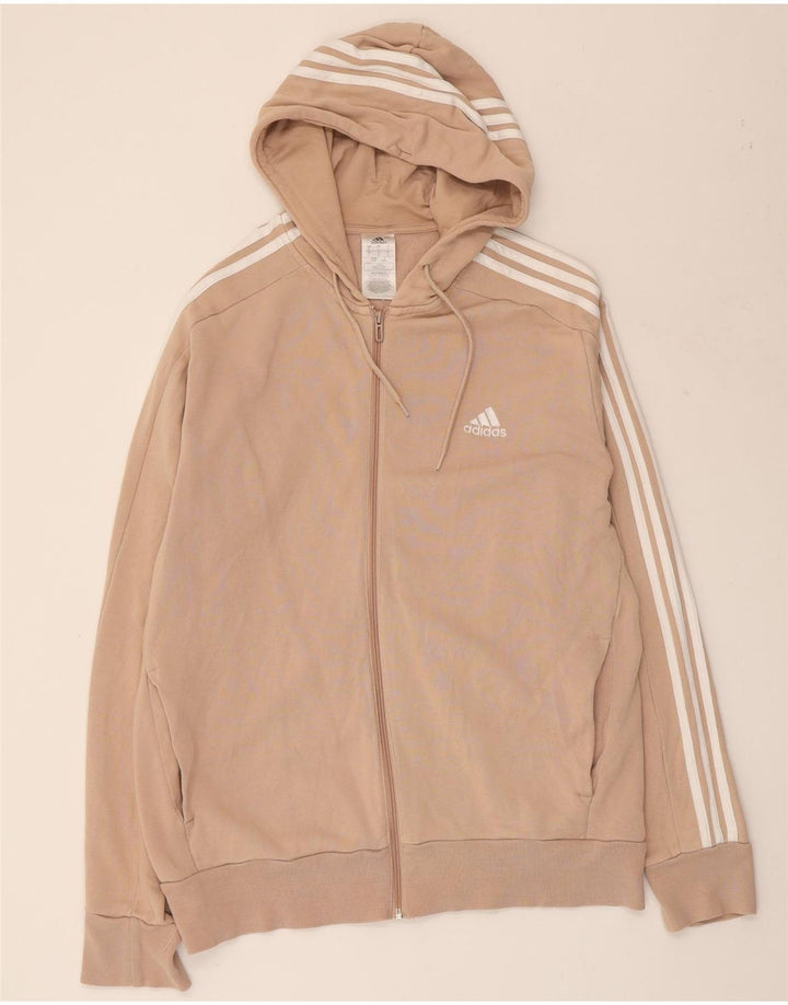 ADIDAS Pull à capuche zippé pour femme UK 16 Grand coton beige