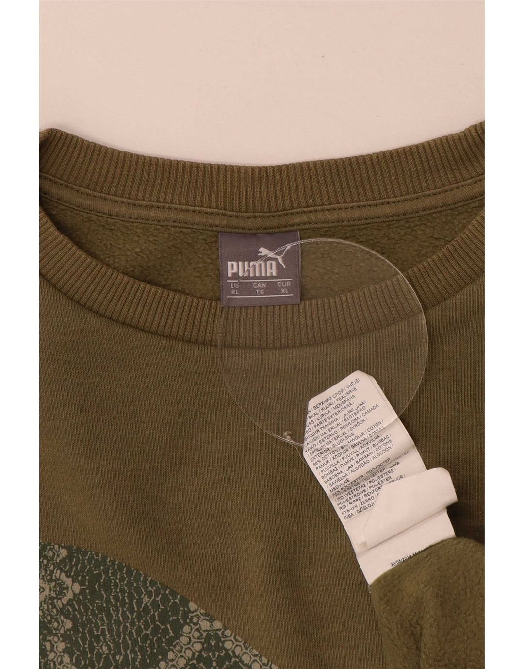 Puma Homme Graphic Sweatshirt Jumper XL Kaki Coton
