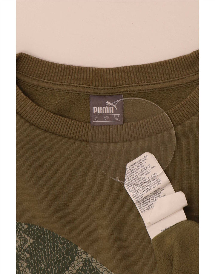 Puma Homme Graphic Sweatshirt Jumper XL Kaki Coton