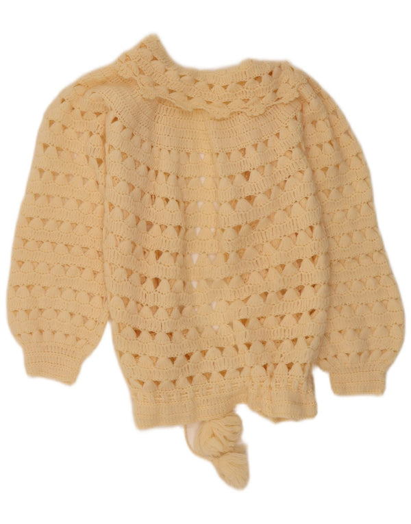 vintage Femme Cardigan Pull UK 12 Beige Moyen