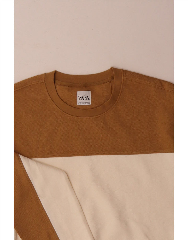 Zara Homme Sweatshirt Jumper Large Multicolore Colourblock Coton