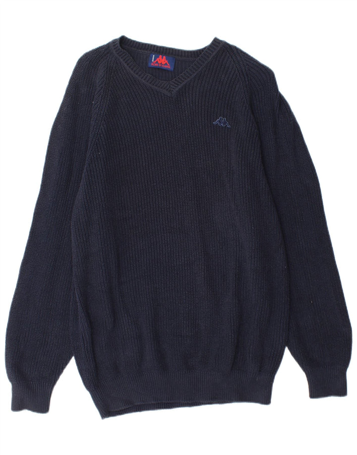 Kappa Pull col V Homme Bleu Marine Moyen Coton